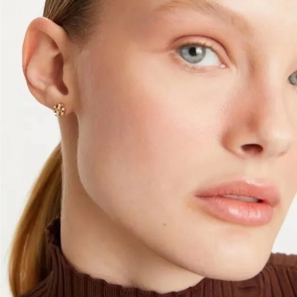 Petite Tory Burch Gold Logo Stud Earrings